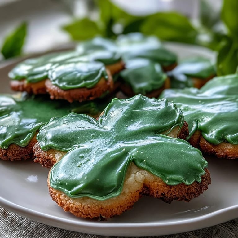 Buttery sugar cookies shaped into shamrocks and topped with smooth royal icing, perfect for St. Patricks Day parties.