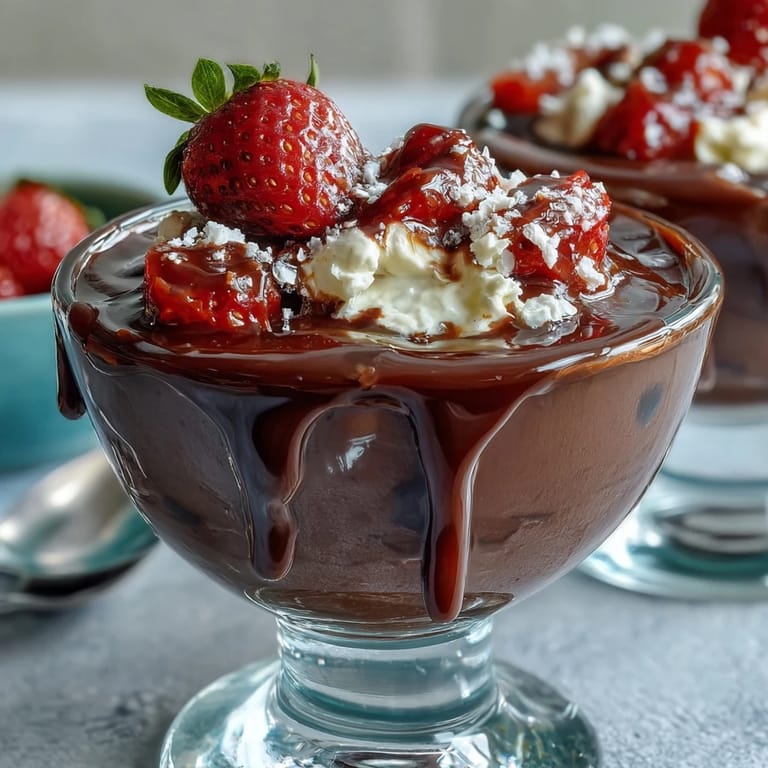Rich chocolate dessert cups filled with whipped strawberry cream and finished with a generous sprinkle of caramelized Lotus Biscoff cookie crumbs.