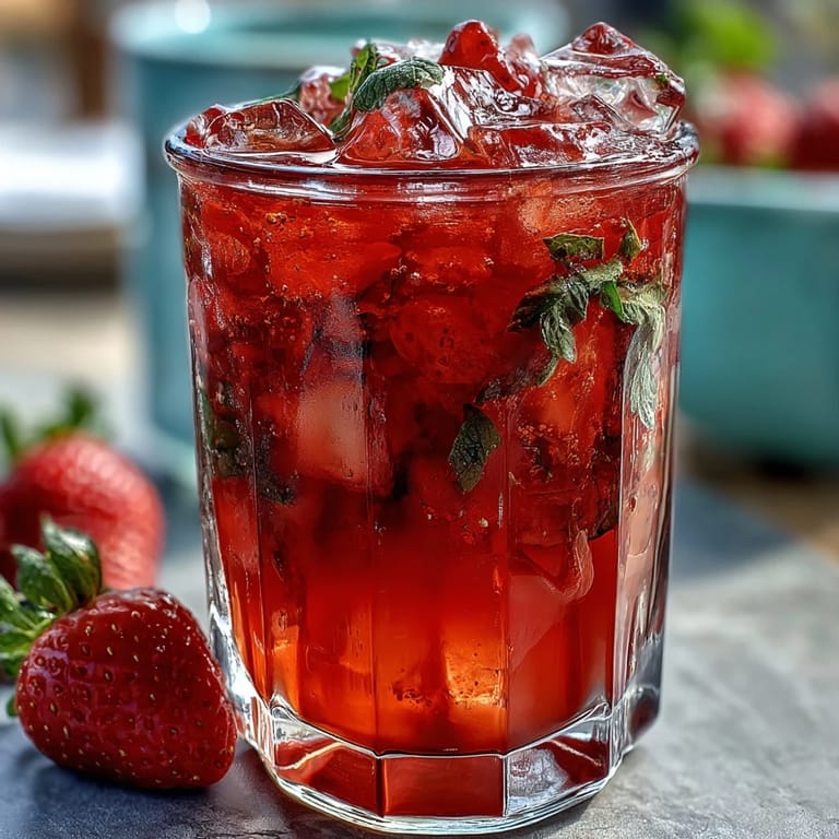 Vibrant Strawberry Basil Lemonade Mocktail Pitcher, blending juicy strawberries, aromatic basil, and zesty lemon juice, garnished with fruit and herb sprigs for a refreshing summer drink.