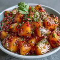 Bright mango habanero salsa with juicy tropical fruit and fiery habanero heat, perfect for scooping with crispy tortilla chips.